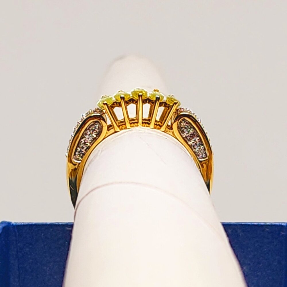 Premium Sphene & White Zircon ring in 18K Yellow Gold over 925 SS sz 8 1.65 tcw - Picture 6 of 6
